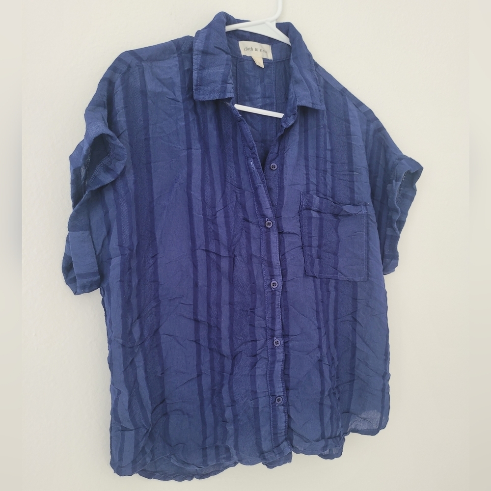 Cloth & Stone Anthopologie Navy Shirt Size M - Picture 4 of 7